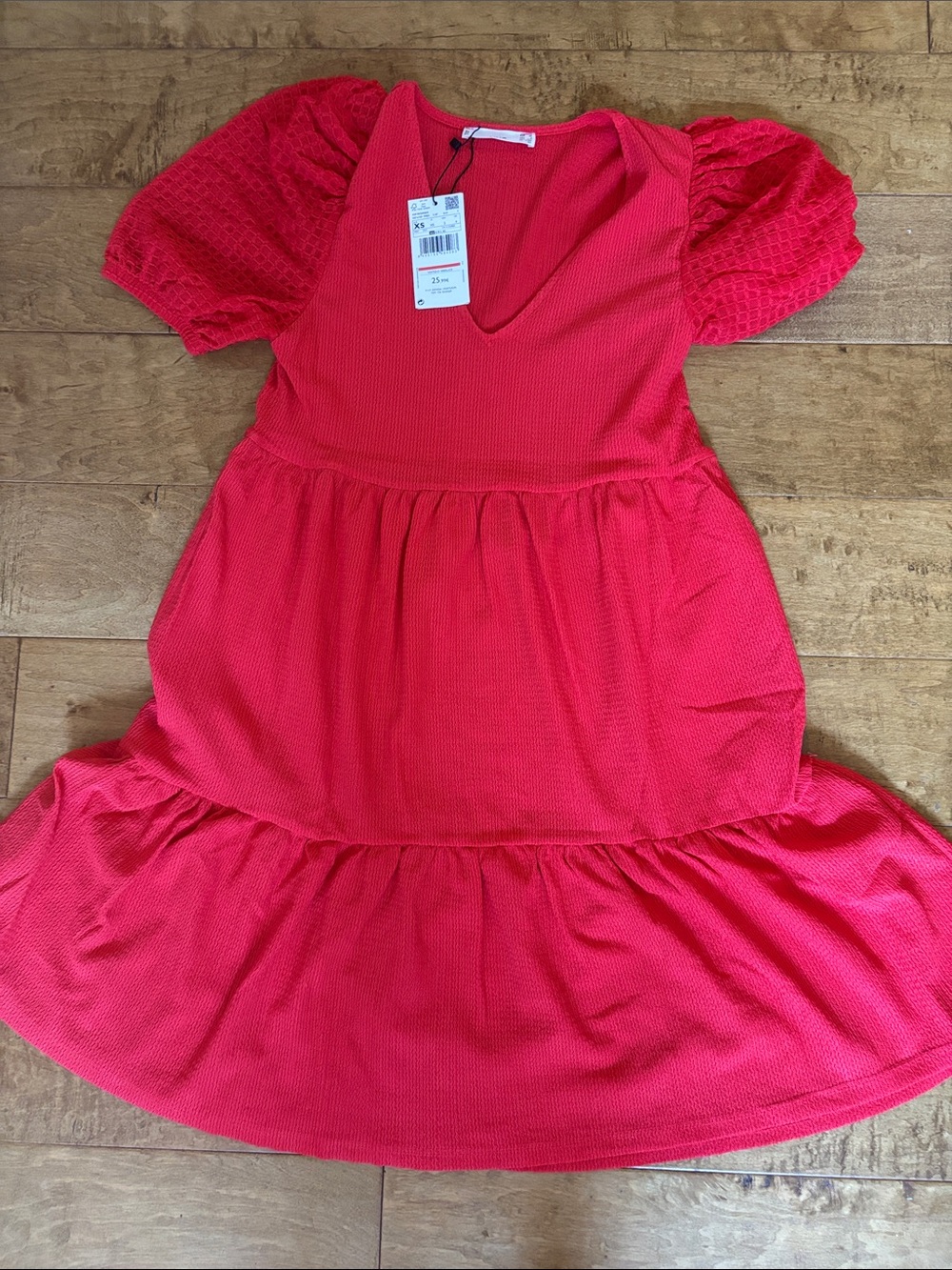 Mango Bright Red Midi Dress XS NWT